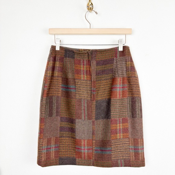 Vintage 90s Brandon Thomas Patchwork Tweed Wool Blend Mini Skirt Sz 26 - Picture 2 of 12